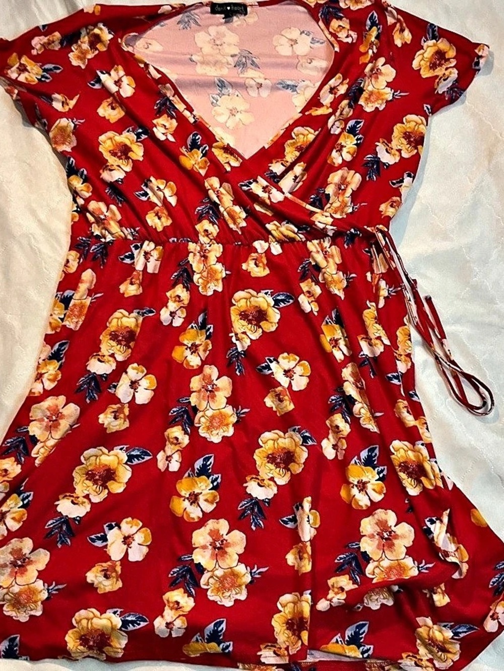 derek heart Floral Mini Dress in Red & Pink Size 3X